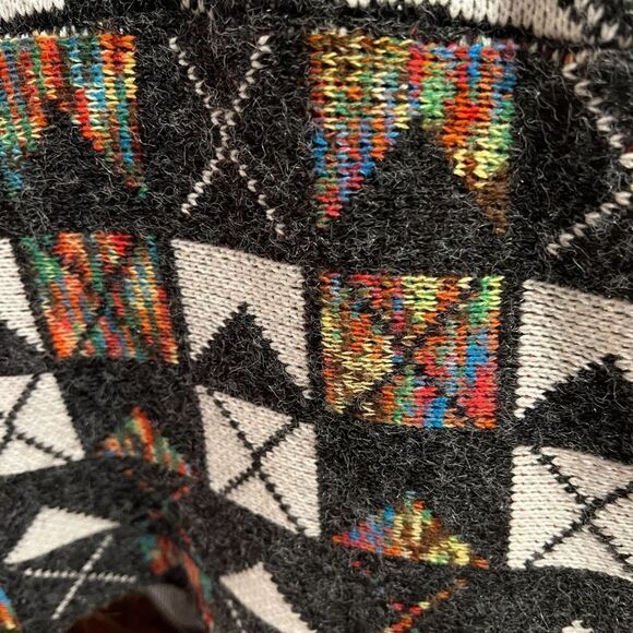 Colorful Bohemian Coatigan Cardigan Sleeveles Black & White size Medium - Picture 12 of 14